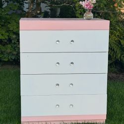 Pretty in Pink solid wood vintage dresser