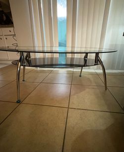 Glass Coffee Table & Sall Metal Side Tables