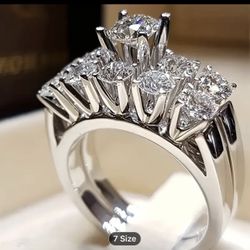 2pcs Trendy Zirconia Rings detached Design Exquisite Ring Sz 7 