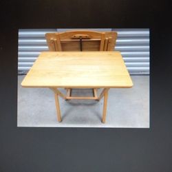  Vintage Wooden TV  Trays / Snack Tables With Caddy 