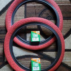 NEW Bicycle Bmx Fat Tires 20" Red Black Wall