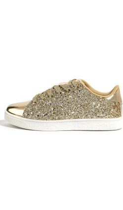 New Women’s Size 8.5 LUCKY STEP Glitter Shoes Sparkly Bling Shiny Bedazzled Lace up Fashion Sneakers for Women