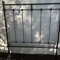 Antique Metal And Brass Full Size Headboard