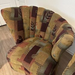 Moving Sale: Set of 2 Accent Chairs-Shell Shape Multi-Color Upholstery