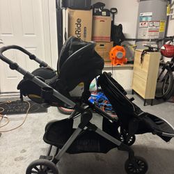 SINGLE + DOUBLE STROLLER EVENFLO pivot xpand modular travel system AND CAR SEAT WITH BASE