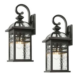 8658: New Exterior Lantern Lights 2 Pack Garage Light Lanterns
Waterproof Outdoor Sconce Lights Black Outdoor Lighting with Water Ripple Glass Porch L