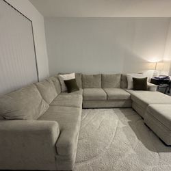 Fabric Sofa with Ottoman Storage 