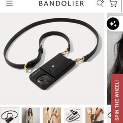 Hailey || CROSSBODY PHONE CASE IN BLACK/GOLD (iPhone 15)