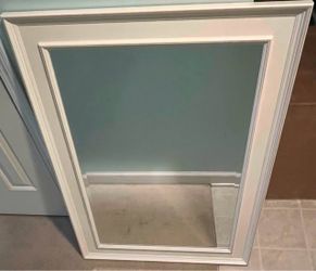 Large White Framed Wall Mirror