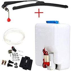 Universal Car Windshield Washer Pump Kit and UTV Manual Wiper Hand Operated Windshield Wiper for Hard Coated Or Glass Windshields