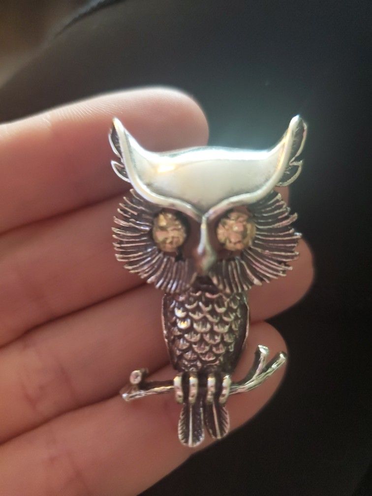 Beau Sterling Silver Owl Brooch