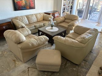 6-Piece Genuine Leather Living Room Set