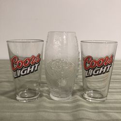 Set of three Coors light glasses￼
