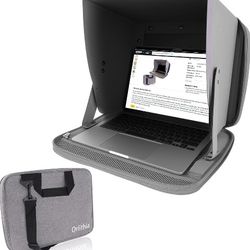 Water Repellent 3-in-1 Laptop Sunshade, Portable Foldable Privacy Visor with Elastic PVC Core, Converts into Shoulder Bag for Outdoor Work, Fits 12-14