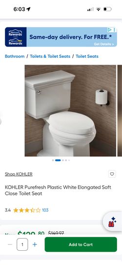 Brand new Kohler pure fresh elongated toilet seat white