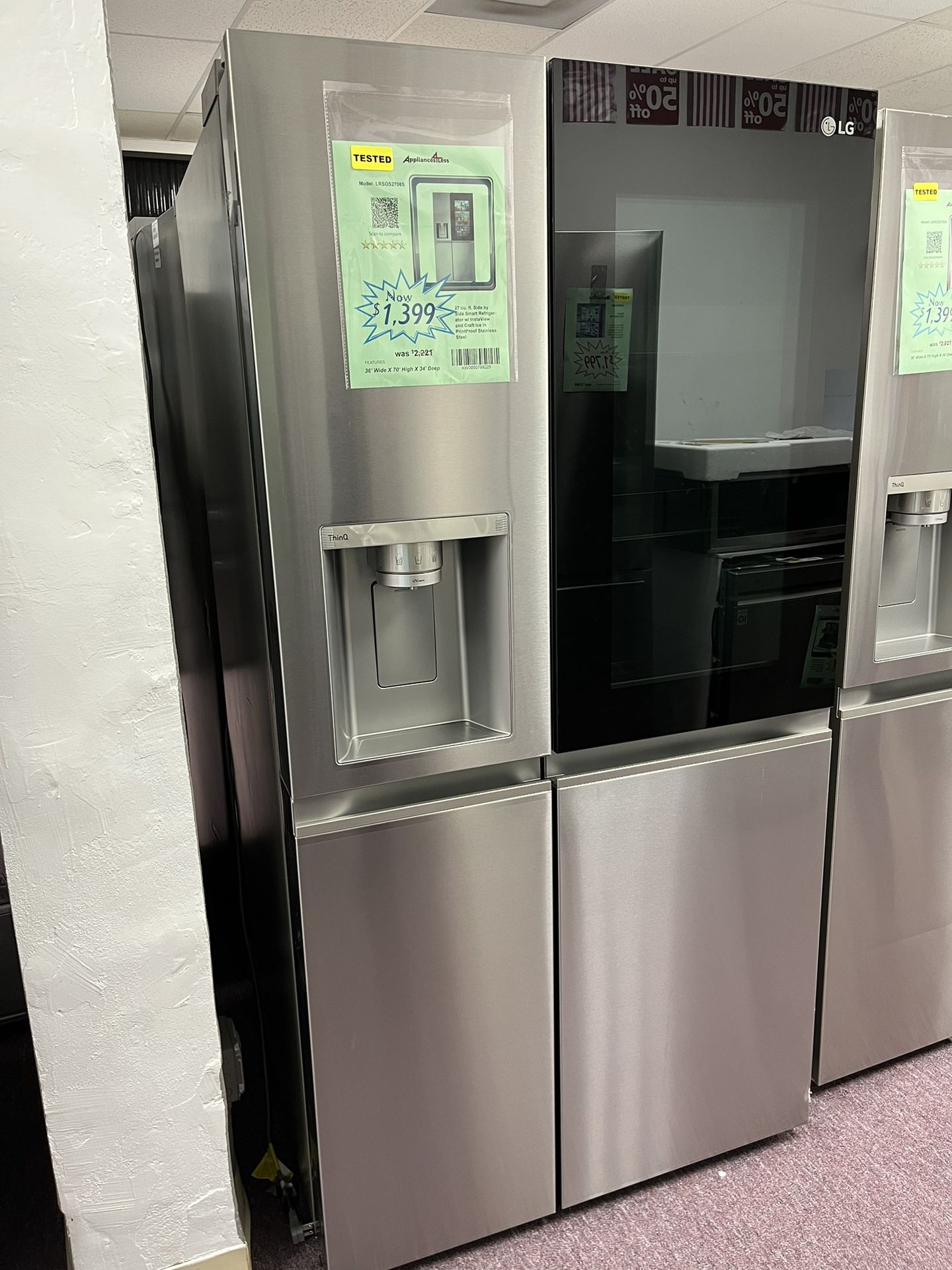 Refrigerator Stainless 36” Wide New Open Box And 1 Year Warranty