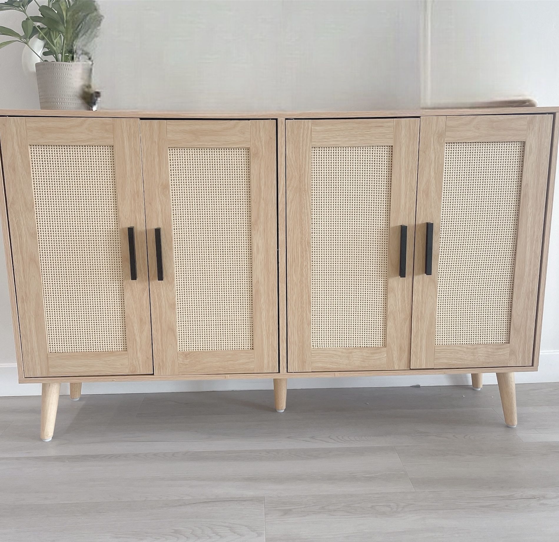 Sideboard Buffet Kitchen Storage Cabinet Rattan Decorated Doors Dining Room Hallway console table