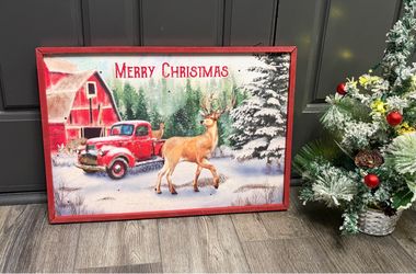 NEW Light up  BARN truck DEER Christmas sign