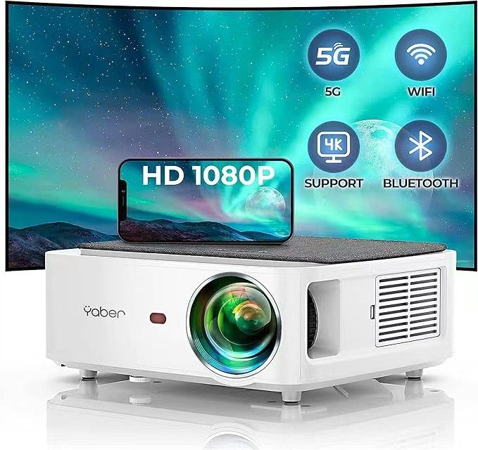 YABER V6 WiFi Bluetooth Projector 7500 Lux Full HD Native 1920×1080P Projector, 4P/4D Keystone Correction Support 4k&Zoom, Portable Wireless LCD LED H