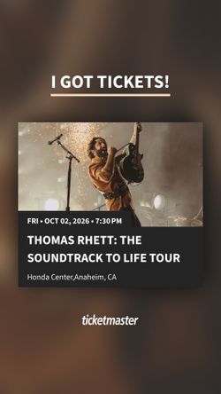 Thomas Rhett tickets -10/2/26 Honda Center(one night only)