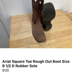 Men’s Ariat Rough Out Boots Size 8 1/2 Rubber Sole