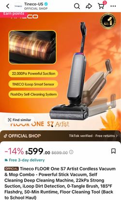 Tineco Floor One S7 Artist Cordless Vacuum & Mop