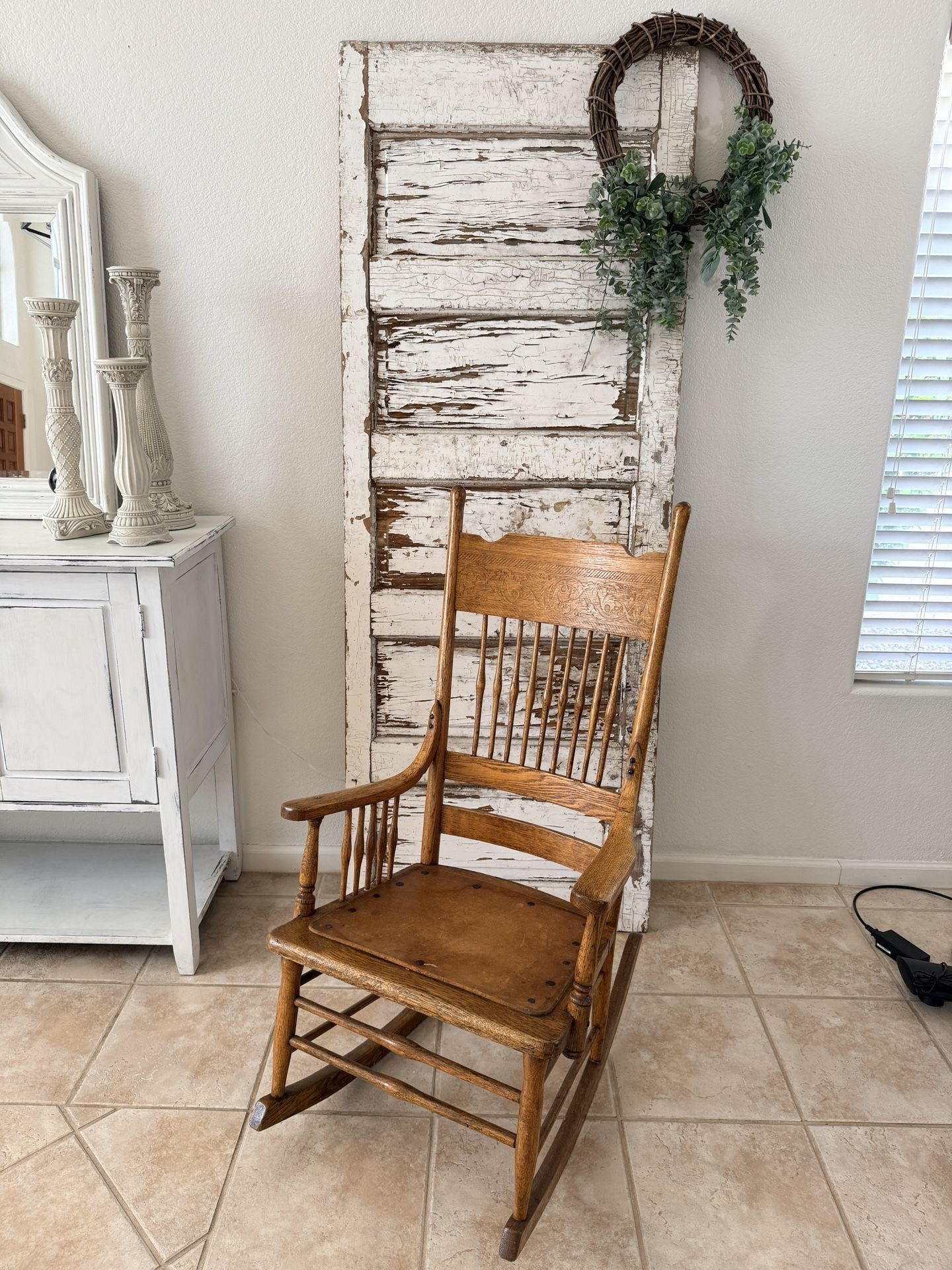 Antique Rocking Chair And Rustic door.