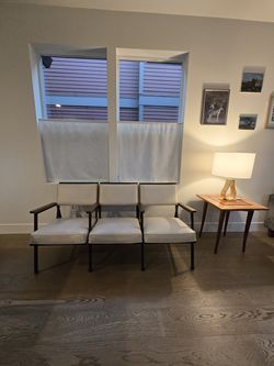 Vintage Mid-Century 3-Seat Tandem Lounge Bench – 63.5" Wide