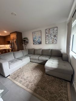 Large Modular Sectional Sleeper Couch w/ Storage + Pull-Out Ottoman