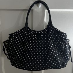 Kate Spade Black White Polka Dot Fabric Diaper Shoulder Bag