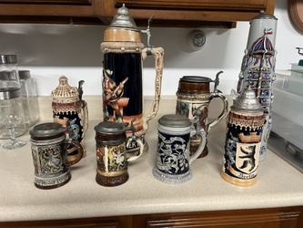 Vintage Belgium Stein Mug Set