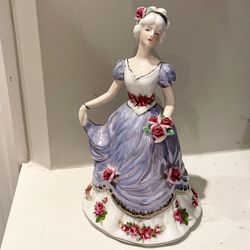 Lily Creek Landing collector's porcelain statuette, Girl W/Flowers Figurine Vtg
