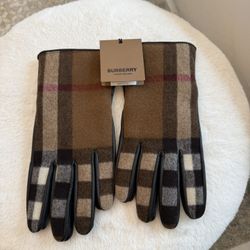 Brand New Burberry Gabriel Icon Stripe Leather Gloves Size Large