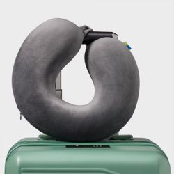 Nice! Travel Neck Pillow - Memory Foam - Black - Snap Clasp And Zipper Closure Cover - High Quality - Comfortable Neck Support