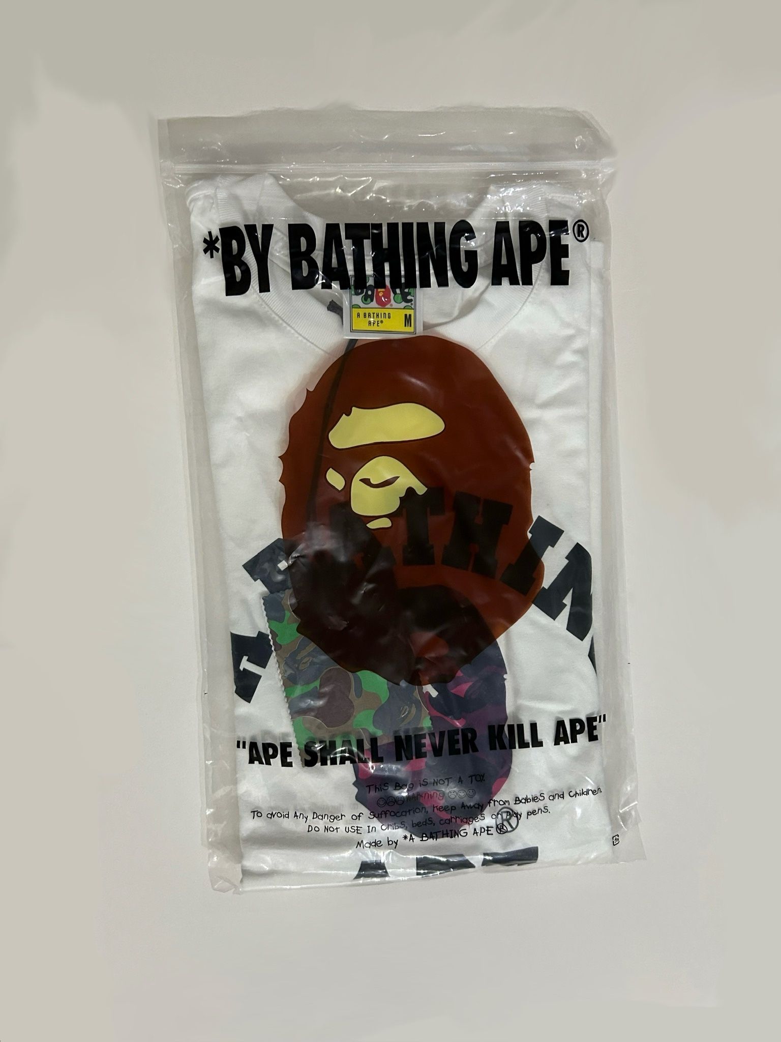 WHITE/PURPLE Bape Camo Head Tee Mens Size M
