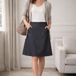 J Jill Gray Stretch A Line Skirt Size 6 Work Casual