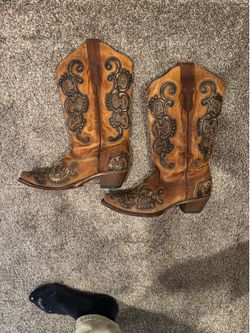 Corral Women's Honey Overlay Studs Snip Toe Boots
