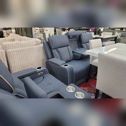 New 3PC Power recliner sofa set Gray color