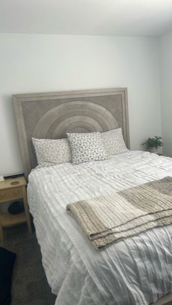 Queen headboard, bed frame, and mattress (pillow top)