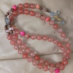 Rose Colored Glass Rosary 