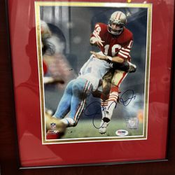 Framed Signed  Joe Montana Picture