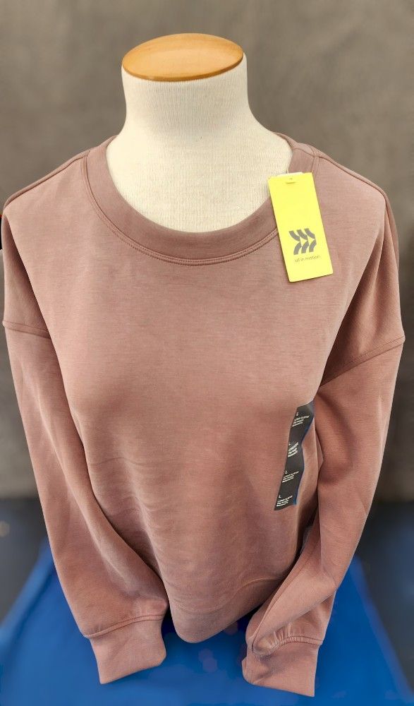 NWT All In Motion Sandwash Crewneck Brown Pullover Sweatshirt