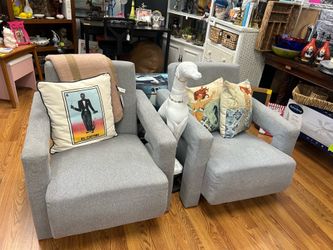 Pair of Safavieh Taylor Modern Gray Upholstered Accent Chairs