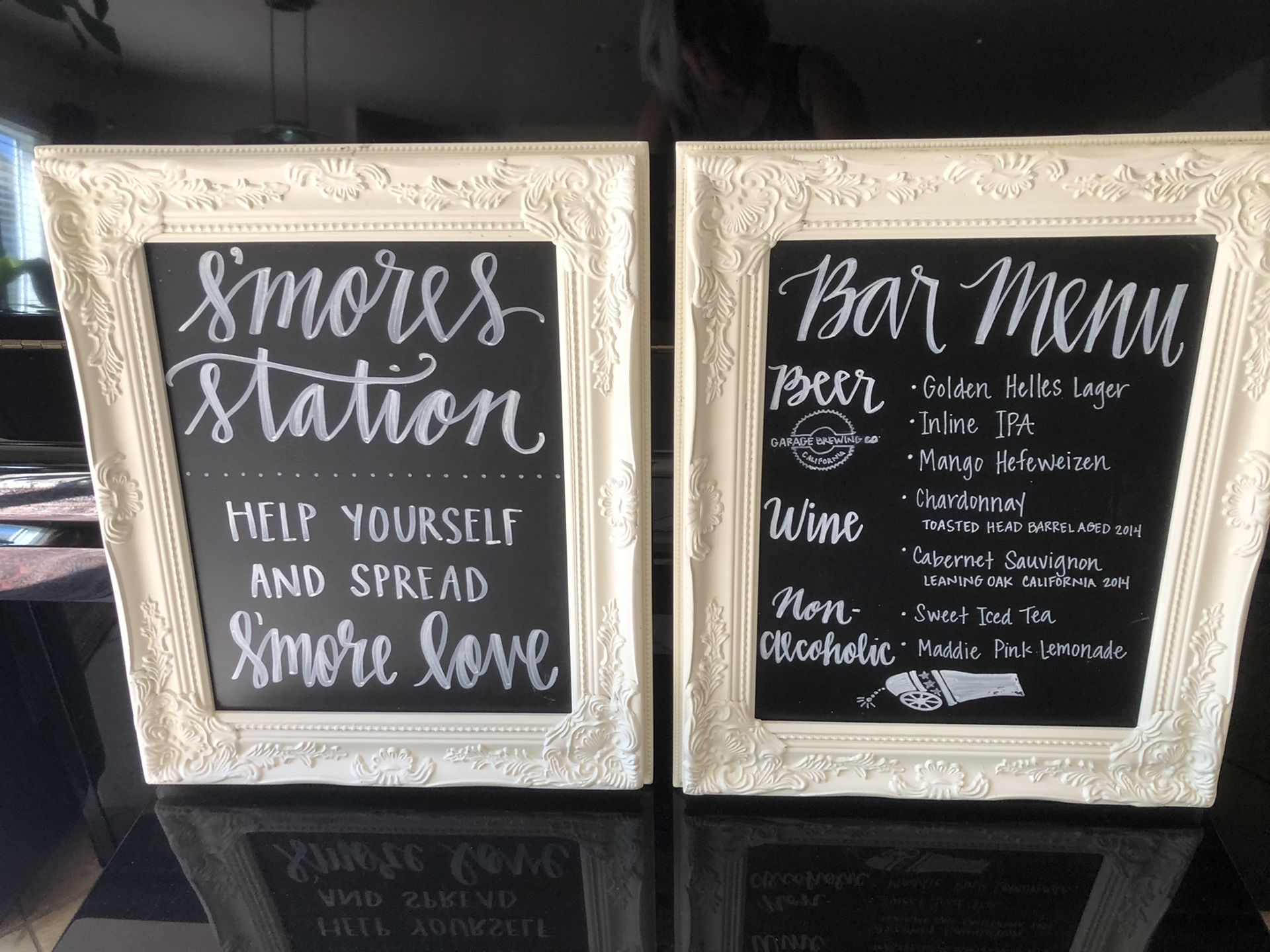 wedding/bridal shower: S'mores Station Favor Party Signage and Bar Menu