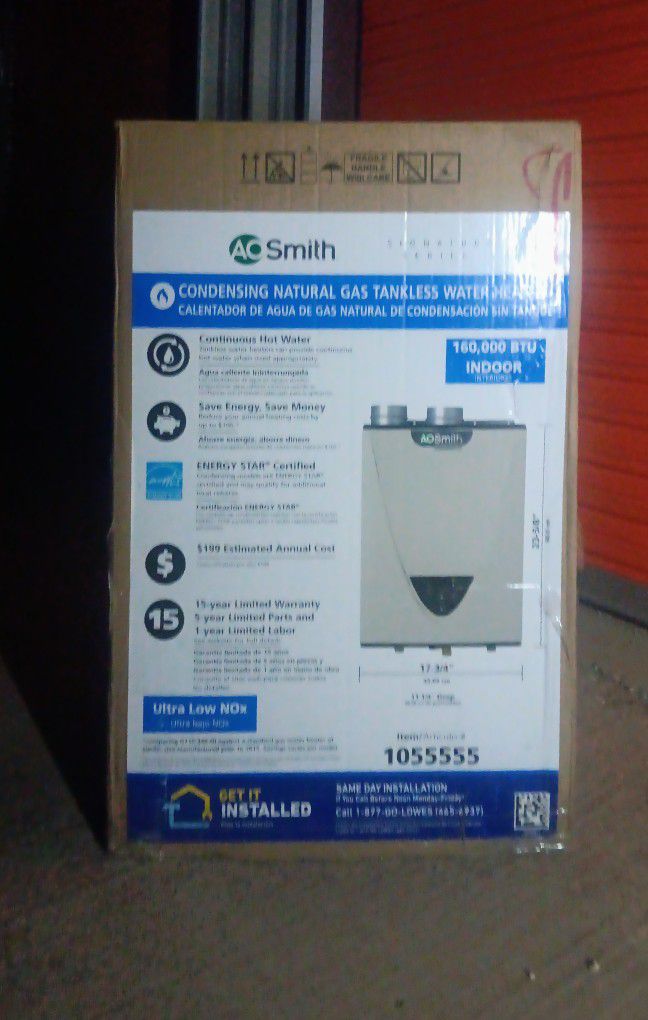 AOSmith Tankless Condensing Gas Water Heater (NEW)
