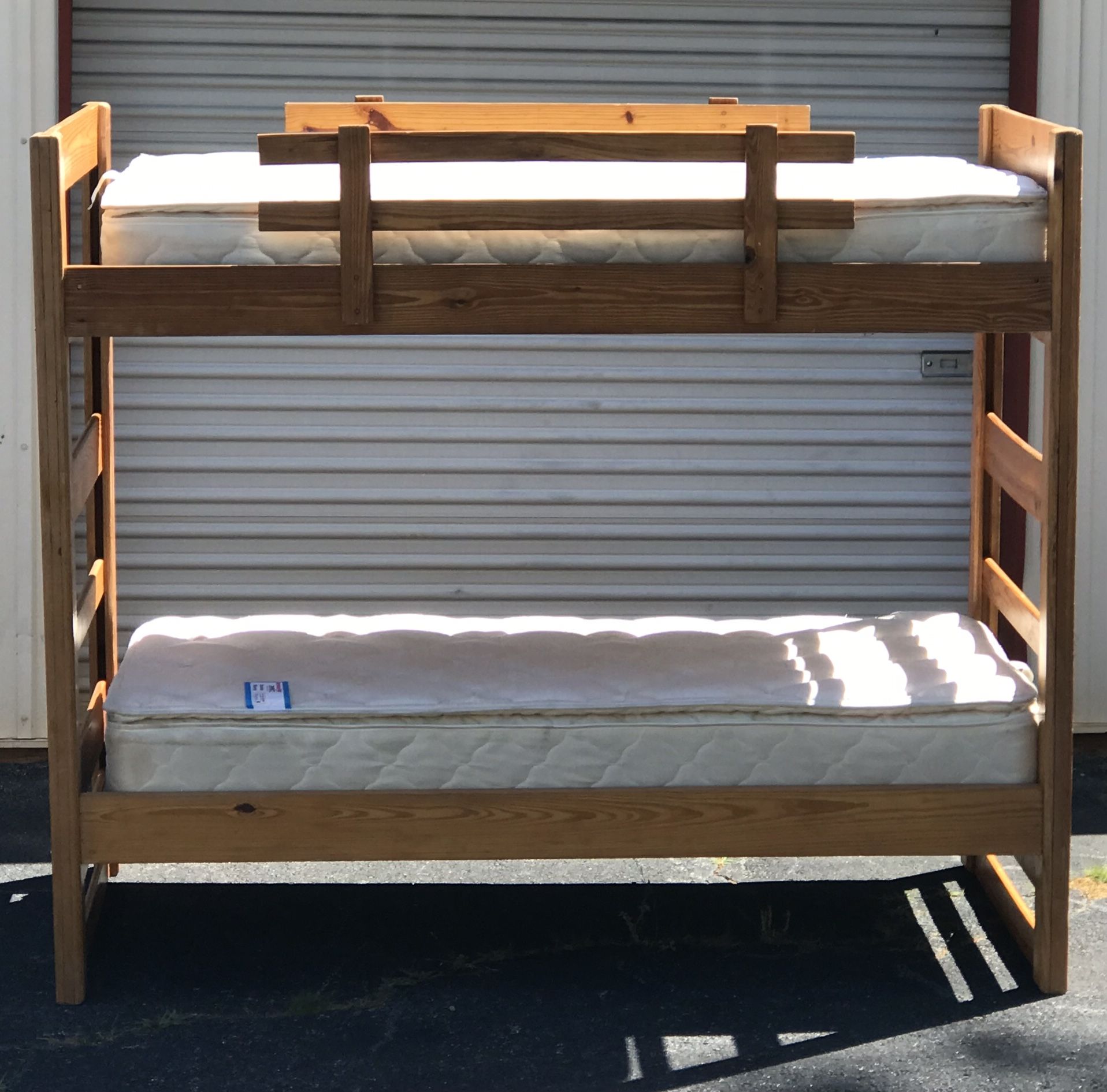 Twin Size Wood Bunk Bed with Mattresses