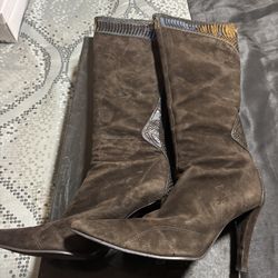 Chocolate Brown Suede Tall Boots 