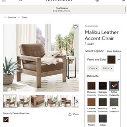 Pottery Barn Malibu Leather Chair