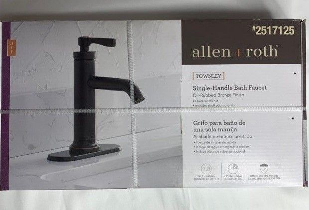 Allen + Roth Townley Oil Rubbed 1 Handle Centerset WaterSense Bathroom Sink NEW