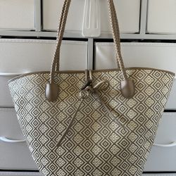 Neiman Marcus Rattan Tote Bag New